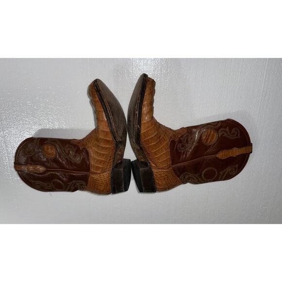 Espolon De Oro Boots Size Y 1 Brown‎ Alligator Embossed Exotic Cowboy Western - Picture 2 of 15
